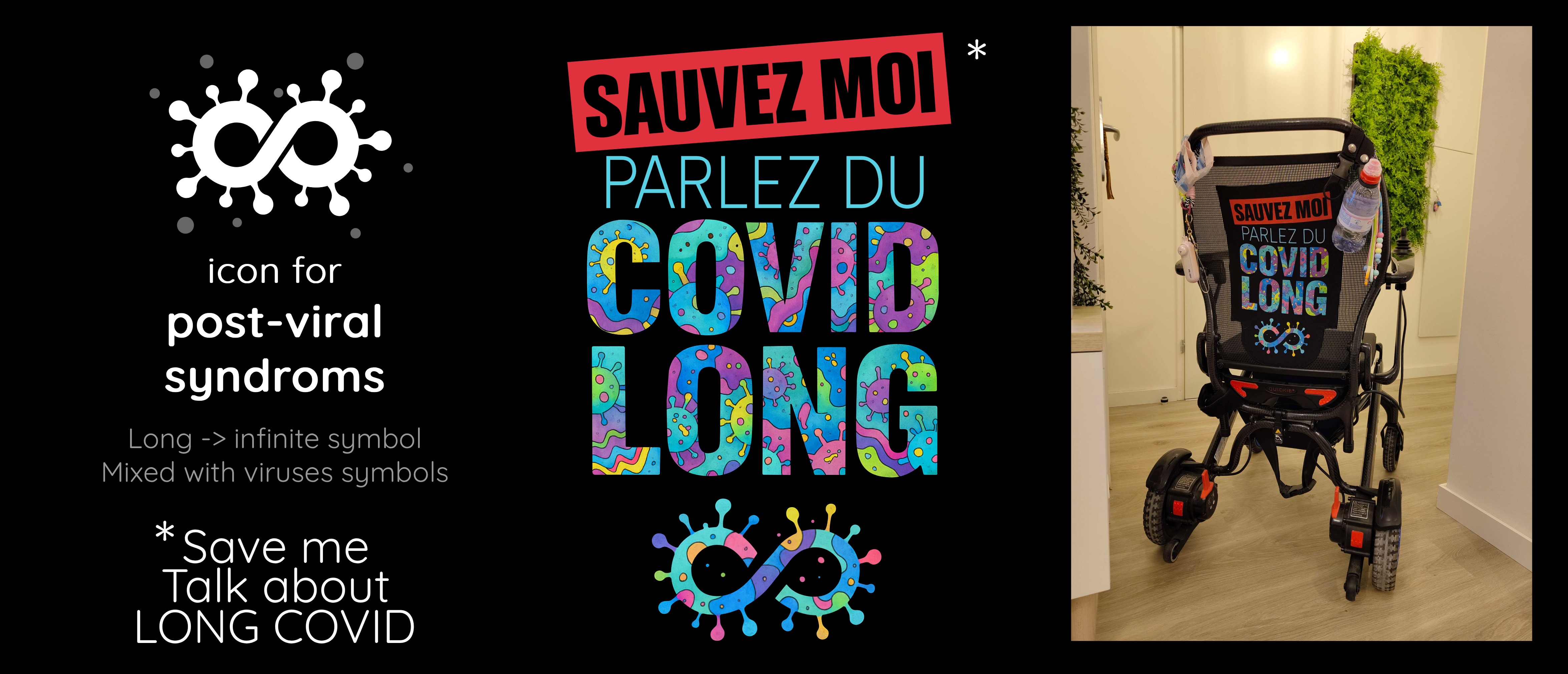 Covid long Propaganda and icons for post-viral syndroms