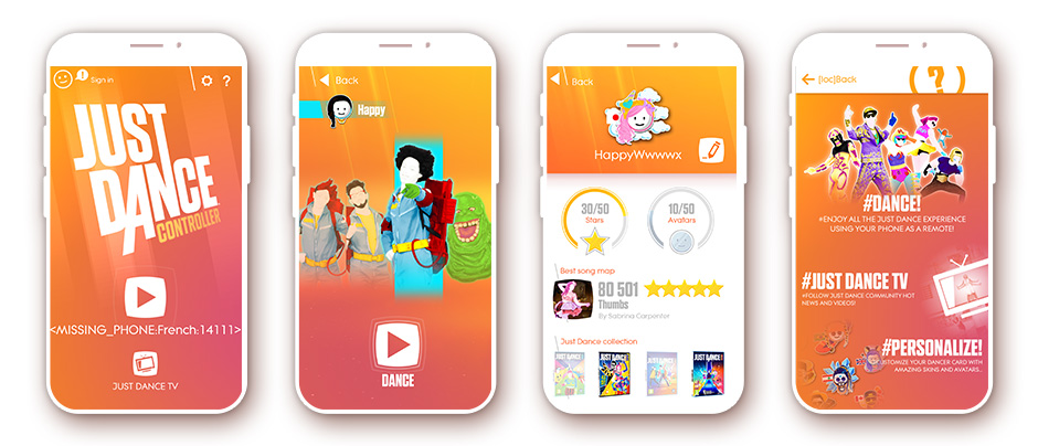 Just Dance Motion Controller App MISC Screens