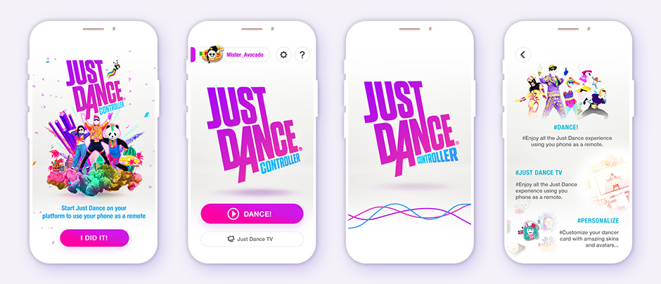 Just Dance 2019 Controller App: Landing Page, Main Page, Loading, Infos