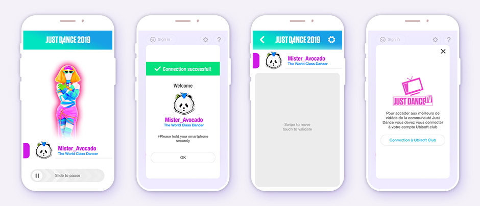Just Dance 2019 Controller App: In game Scoring, Authentification, navigation, Popup